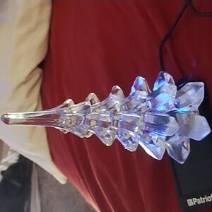 Vintage Silvestri Clear Crystal Art Glass Christmas Pine Tree, seven inches tall